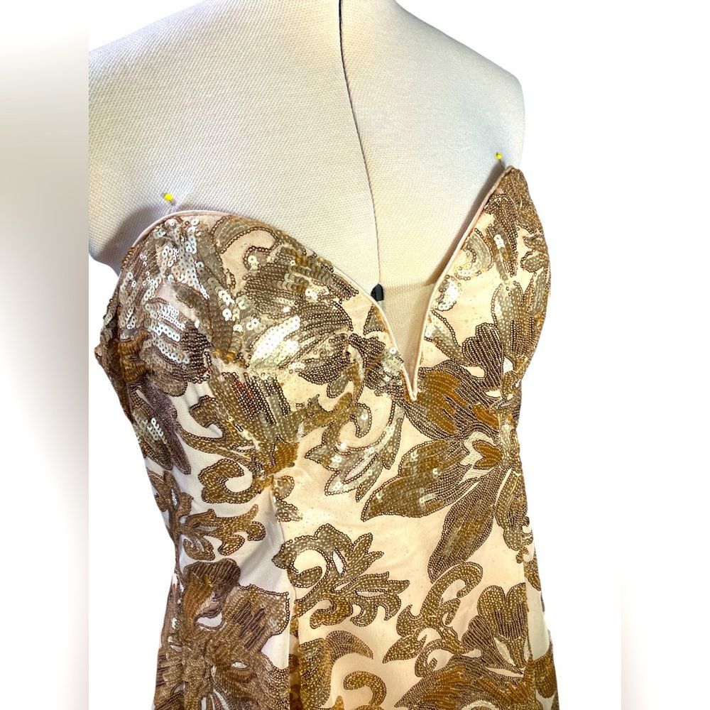 Abby Paris Lucci Lu Party Dress Size 2XL Prom Strapless Gold Sequins NYE - Picture 4 of 9